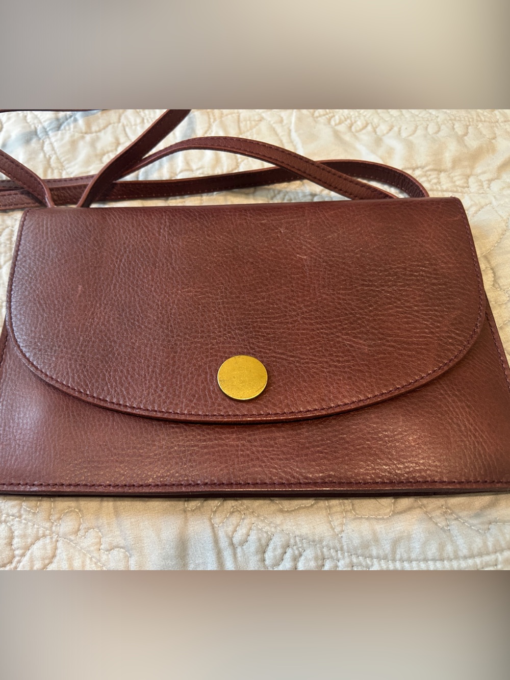Madewell Leather Crossbody Bag in Burgandy